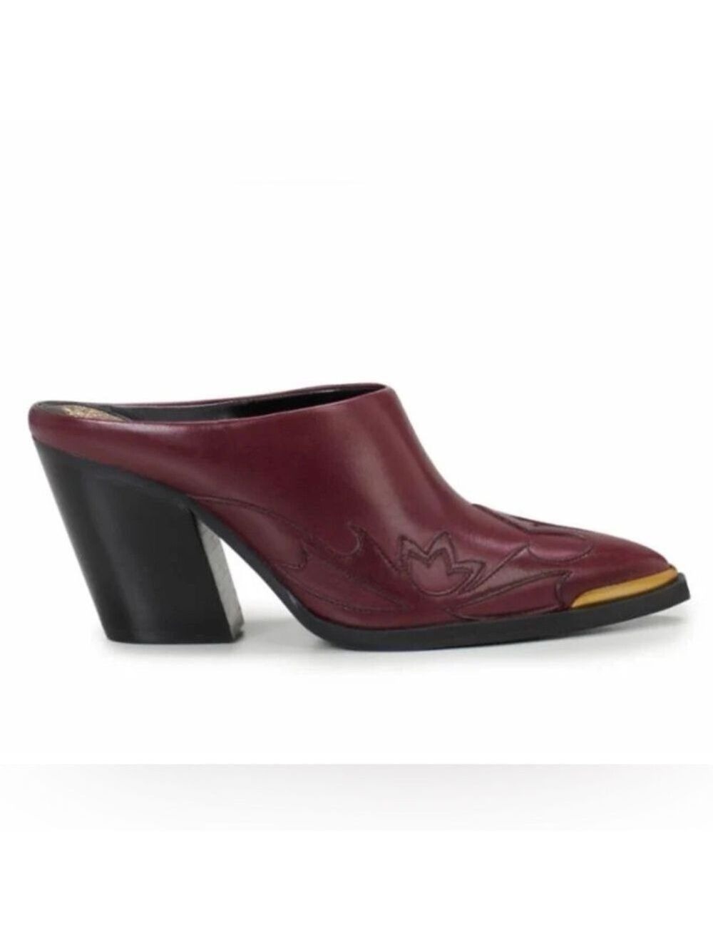 VINCE CAMUTO GRETA Burgundy Mule Cowboy Boots Western Cowgirl Leather sz 8M